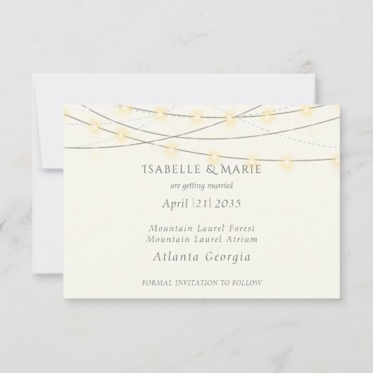 Bezaubernde Waldlichter, die Pilze säumen Fawn Save The Date (Rückseite)