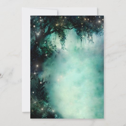 Bezaubernde Waldlichter Prinzessin Quinceanera Einladung (Rückseite)