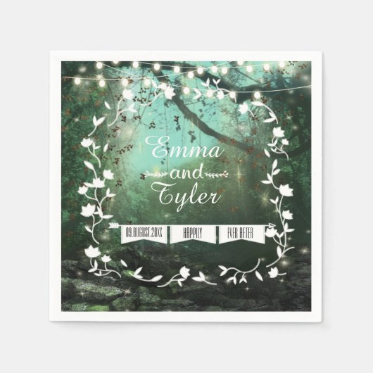 Bezaubernde Waldlichter Rustikale Hochzeit Napkins Serviette (Vorderseite)