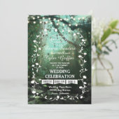 Bezaubernde Waldlichter Rustikale Hochzeitseinladu Einladung (Stehend Vorderseite)