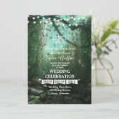 Bezaubernde Waldlichter Rustikale Hochzeitseinladu Einladung (Stehend Vorderseite)