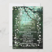 Bezaubernde Waldlichter Rustikale Probe Abendessen Einladung (Vorderseite)