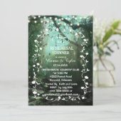 Bezaubernde Waldlichter Rustikale Probe Abendessen Einladung (Stehend Vorderseite)