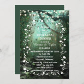 Bezaubernde Waldlichter Rustikale Probe Abendessen Einladung (Vorne/Hinten)