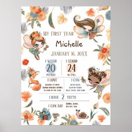 Bezaubernde Waldmädchen Geburtstags-Meilenstein Poster