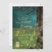 Bezaubernde Waldmason Jar Fireflies Hochzeit Einladung (Vorderseite)