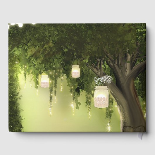 Bezaubernde Waldmason Jar Lights Blumenhochzeit Gästebuch (Rückseite)