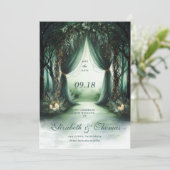 Bezaubernde Waldmoody Dark Woodland Foto Hochzeit Save The Date (Stehend Vorderseite)