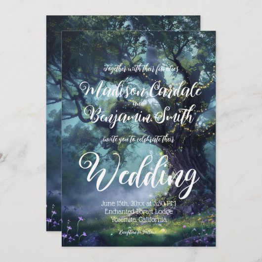 Bezaubernde Waldöckerleuchten Einladung (Vorne/Hinten)