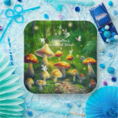 Bezaubernde Waldpilze Fairies Ladybugs Pappteller (Party)