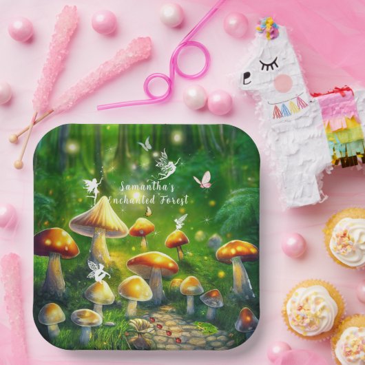 Bezaubernde Waldpilze Fairies Ladybugs Pappteller (Party)