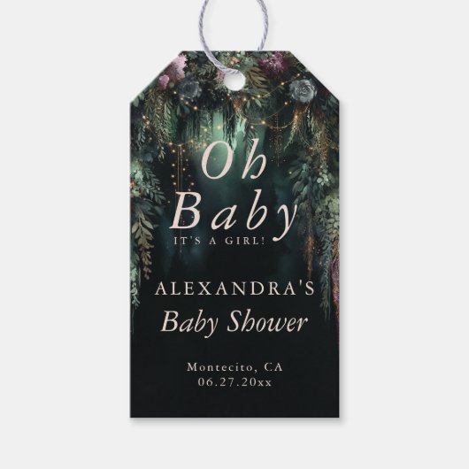 Bezaubernde waldreiche Lila Rose Woodland Kinderdu Geschenkanhänger (Vorderseite)