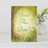 Bezaubernde Waldszene Save the Date Hochzeit (Stehend Vorderseite)