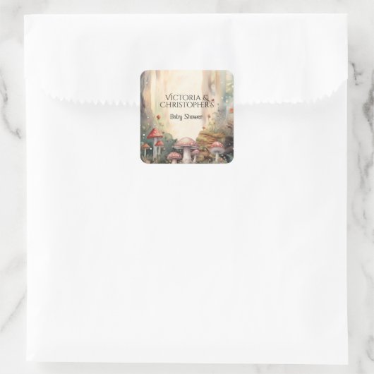 Bezaubernde Waldtoadstool Kinderdusche Quadratischer Aufkleber (Tasche)