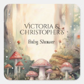 Bezaubernde Waldtoadstool Kinderdusche Quadratischer Aufkleber (Vorderseite)