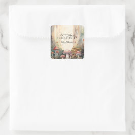 Bezaubernde Waldtoadstool Kinderdusche Quadratischer Aufkleber