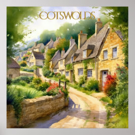 Bezaubernde Wasserfarbe in Cotswolds-Reisen Poster