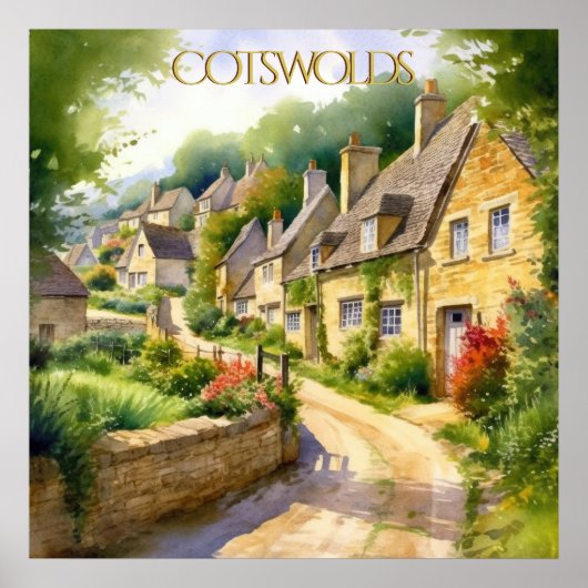 Bezaubernde Wasserfarbe in Cotswolds-Reisen Poster (Vorne)