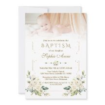 Bezaubernde Wasserfarbe Weiße Blume Foto Taufe