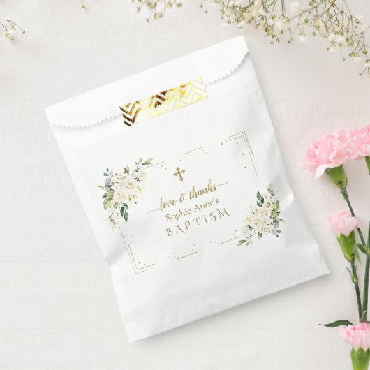 Bezaubernde Wasserfarbe Weiße Blume Taufe Geschenktütchen (Versiegelt)