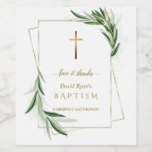 Bezaubernde Wasserfarben-Olivenbäume Gold-Taufe Weinetikett (Einzelnes Label)