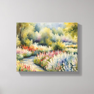 Bezaubernde Wasserfarbenmalerei auf dem Blumenweg Leinwanddruck