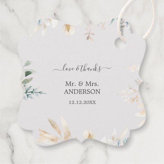 Bezaubernde Wasserfarbenwelt Goldene Hochzeit Geschenkanhänger (Rückseite)