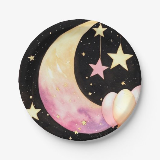 Bezaubernde Watercolor Celestial Girl Babydusche Pappteller (Vorderseite)