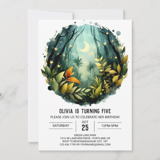 Bezaubernde Weide Naturwald Geburtstag Einladung (Vorderseite)