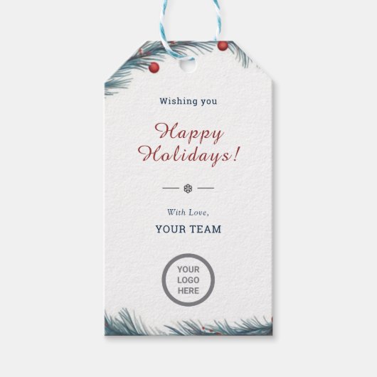 Bezaubernde weihnachtliche Pine Greenery Logo-Mark Geschenkanhänger (Vorderseite)