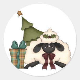 bezaubernde Weihnachts-Schafe Runder Aufkleber