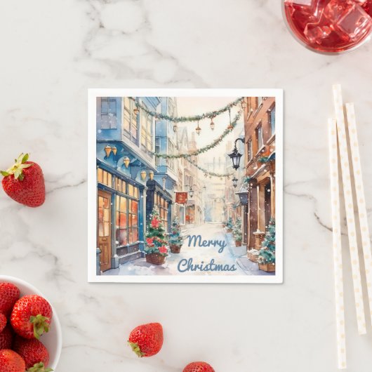 Bezaubernde Weihnachtsallee Whimsical Street Serviette (Beispiel)