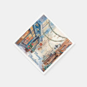 Bezaubernde Weihnachtsallee Whimsical Street Serviette (Ecke)