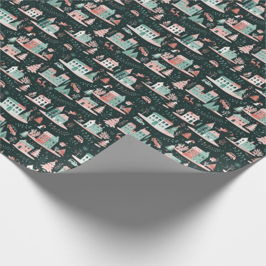 Bezaubernde Weihnachtsdorf-Ansammlung Geschenkpapier (Ecke)