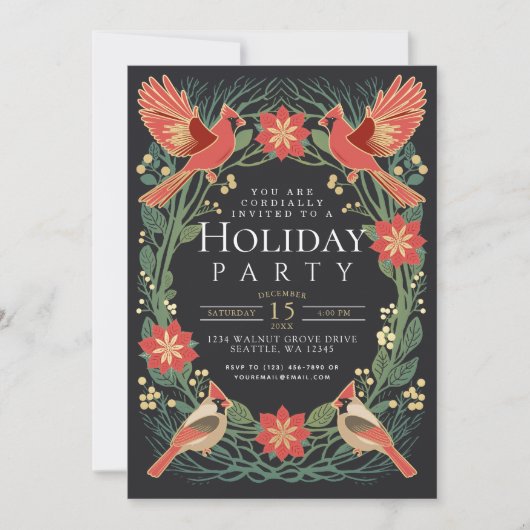 Bezaubernde Weihnachtsfeier mit rustikalen Kardinä Einladung (Vorderseite)