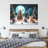 Bezaubernde Weihnachtsnacht mit Kätzchen Leinwanddruck (Insitu (Schlafzimmer))