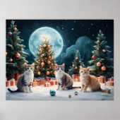 Bezaubernde Weihnachtsnacht mit Kätzchen Poster (Vorne)