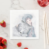 Bezaubernde Weihnachtszeit für Mädchen und Bären Serviette (Beispiel)