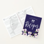 Bezaubernde weiße Blume Navy Blue Rezepte Notizblock (Innenseite)