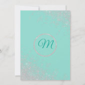 Bezaubernde weiße Glitzer-Glitzern-aquamarine Einladung (Rückseite)
