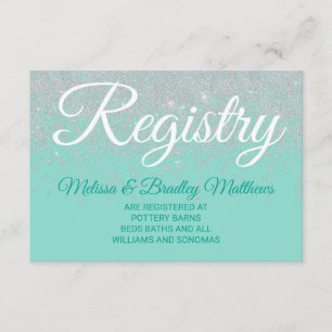 Bezaubernde weiße Glitzer-Glitzern-aquamariner Begleitkarte