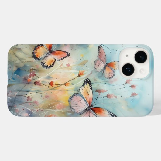 Bezaubernde Whimsical Butterflies Meadow Phone Cas Case-Mate iPhone Hülle (Rückseite (Horizontal))