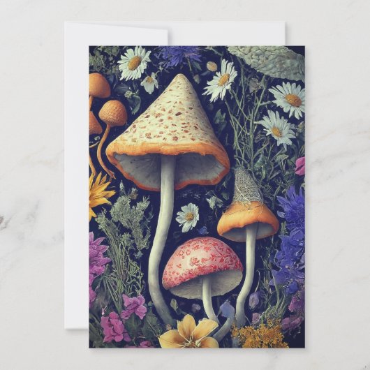 Bezaubernde Whimsical Woodland Mushrooms Kinderdus Einladung (Rückseite)