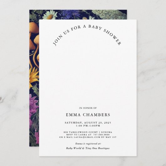 Bezaubernde Whimsical Woodland Mushrooms Kinderdus Einladung (Vorne/Hinten)