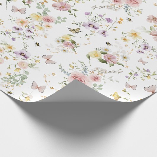 Bezaubernde Wildblume Hochzeit im Märchengarten Geschenkpapier (Ecke)