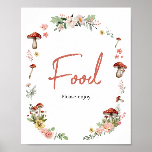 Bezaubernde Wildblume Mushroom Babydusche Nahrung Poster (Vorne)