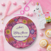 Bezaubernde Wildblume Rosa Kinderdusche Pappteller (Party)