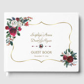 Bezaubernde Winter Burgund Pine Gold Hochzeit Gästebuch (Vorderseite)