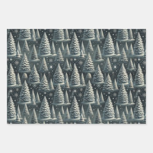 Bezaubernde Winternacht: Elegantes Weihnachtsfest Geschenkpapier Set (Vorderseite 3)