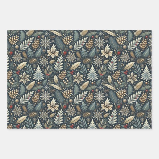 Bezaubernde Winternacht: Elegantes Weihnachtsfest Geschenkpapier Set (Vorderseite 2)